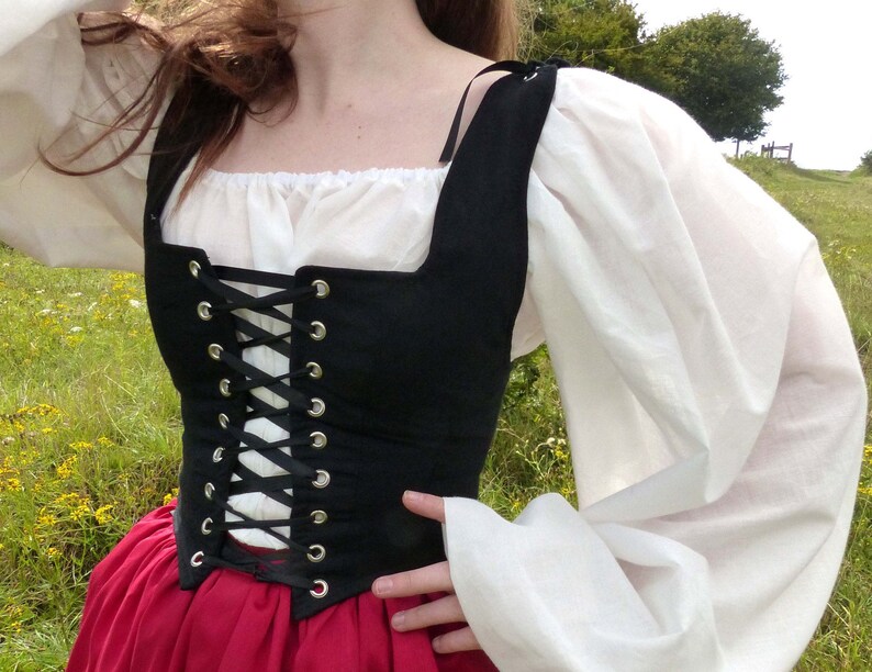 Black Corset Renaissance Bodice Lace Up Costume 