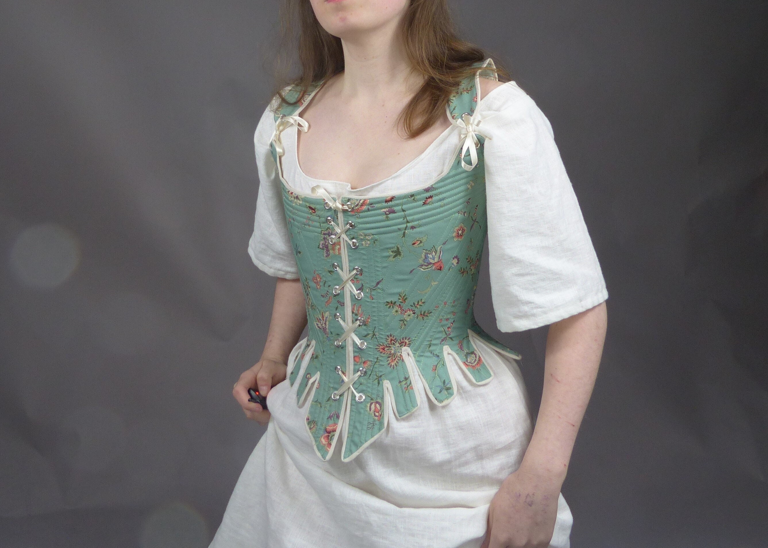 18th Century Front and Back Laced Pattern Cotton Corset Stays