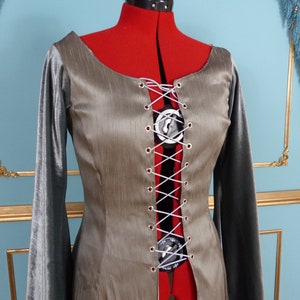 Seconds Fantasy Silver Over Coat Dress Medieval Kirtle Historical 14th Century Costume Re-enactment
