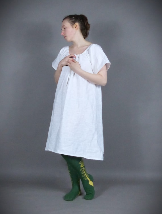 White 18th Century Linen Chemise Rococo Shift Dress Historical Undergarments