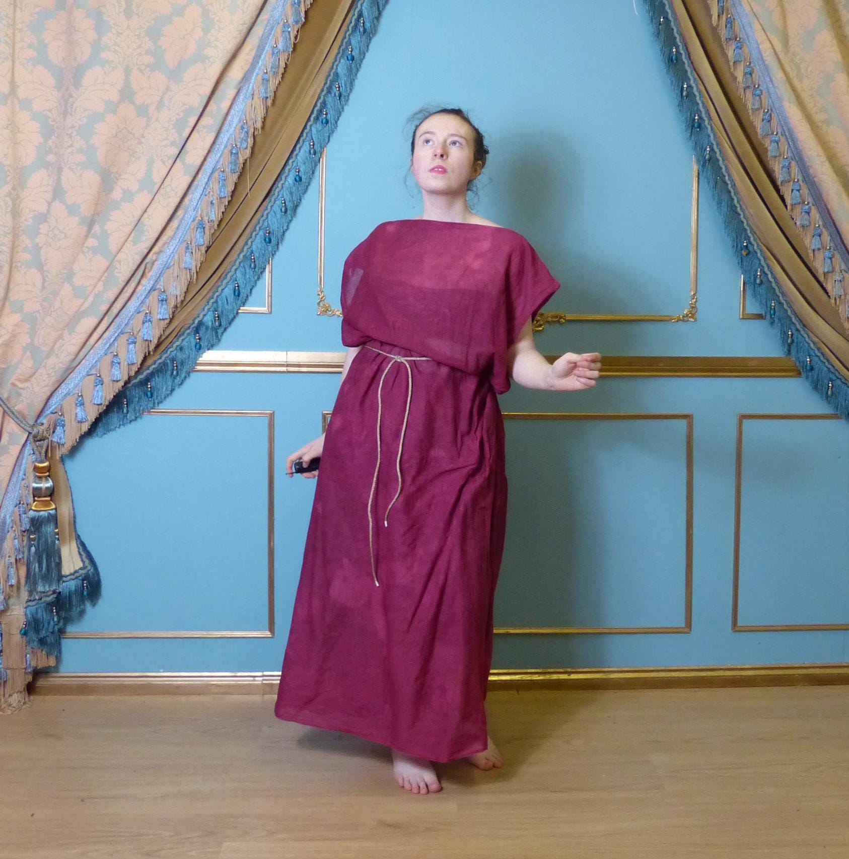 新作グッ Ready Seconds to With Muslin Burgundy in Tunic Greek Ship トップス