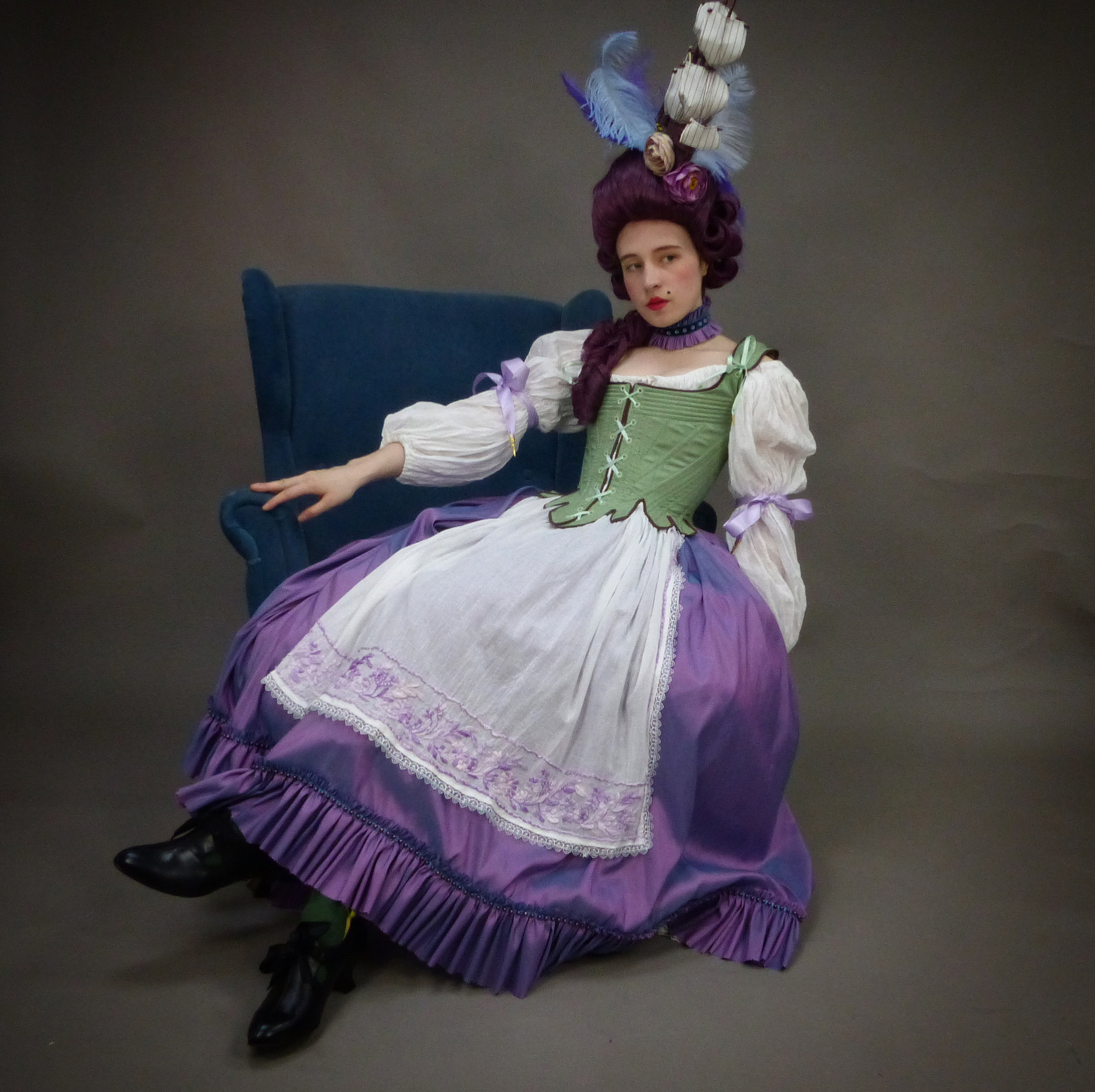 Custom Rococo Georgian Lady's Frivolous Carnival Masquerade Gown Historically Inspired Costume Dress