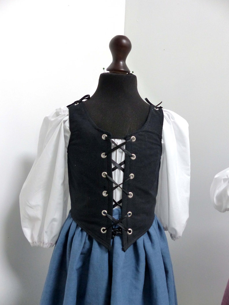 Kids Renaissance Corset and Skirt Peasant Reenactment Outfit Fancy Dress and Costume