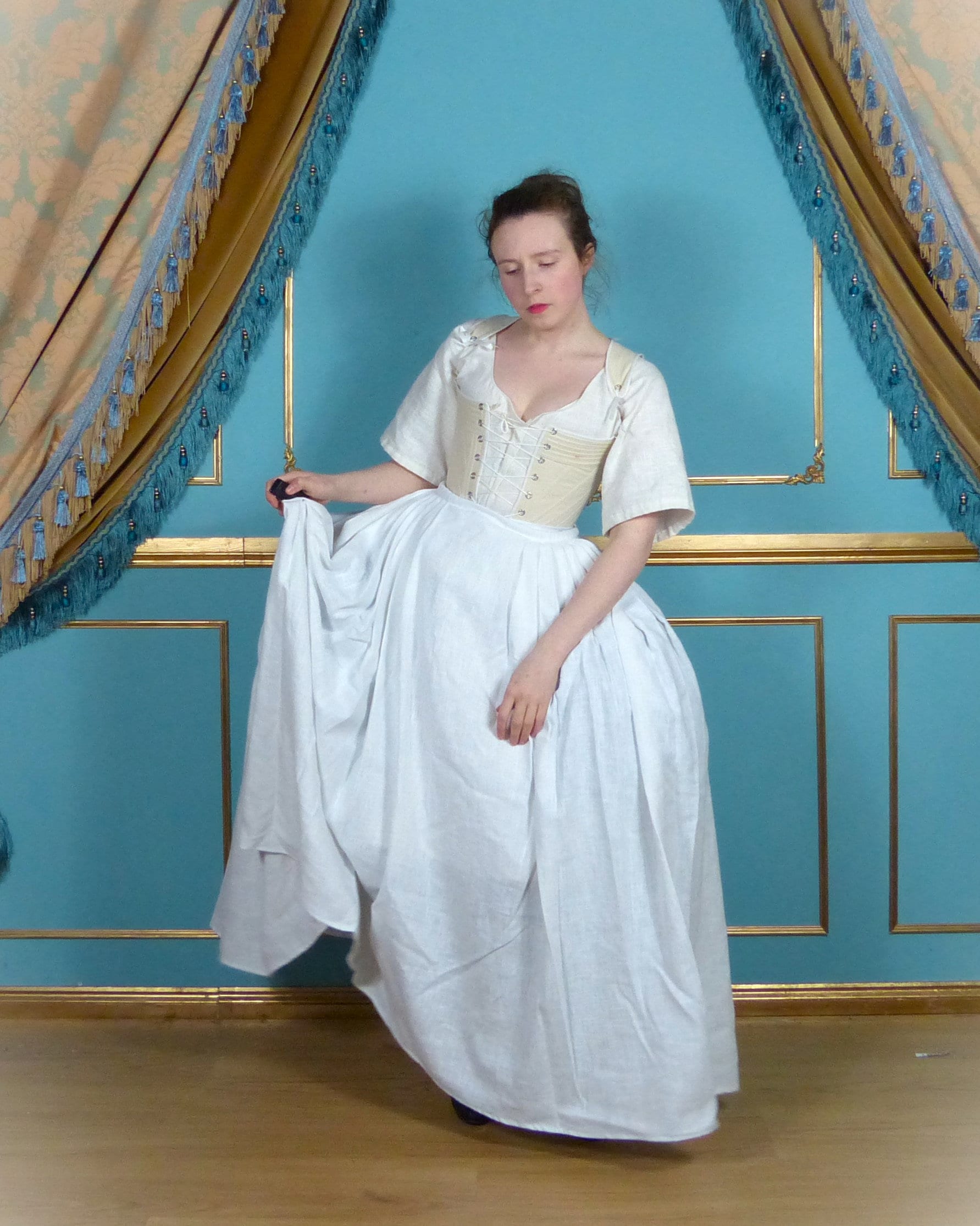 リネン18世紀のペチコートスカートファンタジー歴史風コスチューム下着