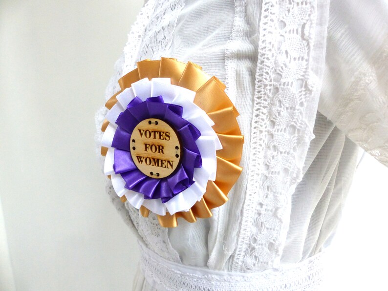 Vote Ribbon With Ruffle American Suffragette Ribbon Protest Brooch Back Rosette Votes of Women ...