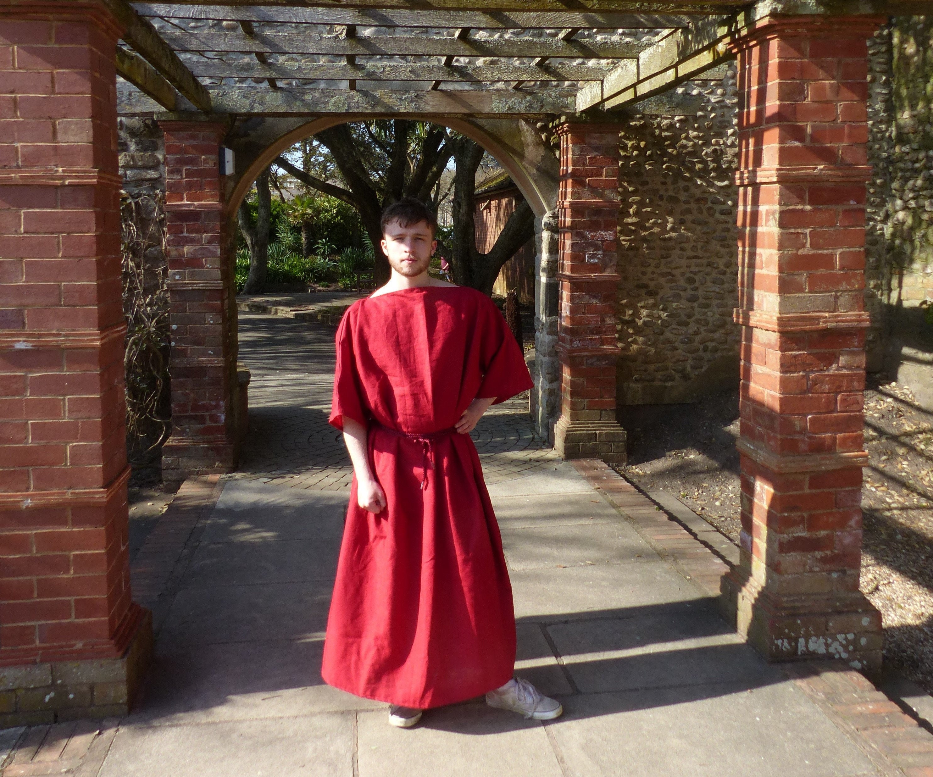 色付きリネンユニセックスローマチュニック歴史的衣装古代ローマ