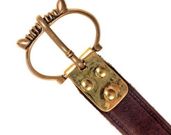 1.5 cm 10 MA-15 Warw Medieval Belt with Bronze Buckle