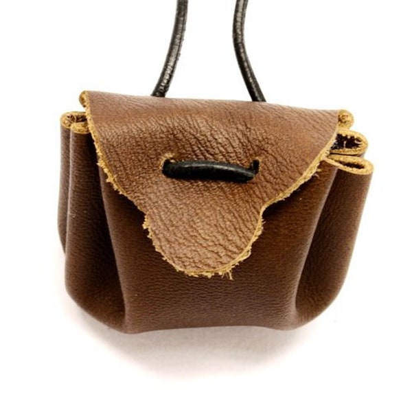 Medieval leather bag / mini - [01 Beutel 0/ H7 A-1-5]
