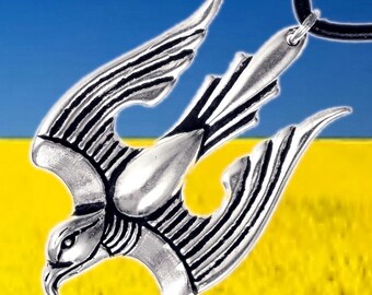 Ukraine Aid - Ukrainian Tryzub Falcon as Trident pendant - large size [0 Falke - GR / G1 B-6]