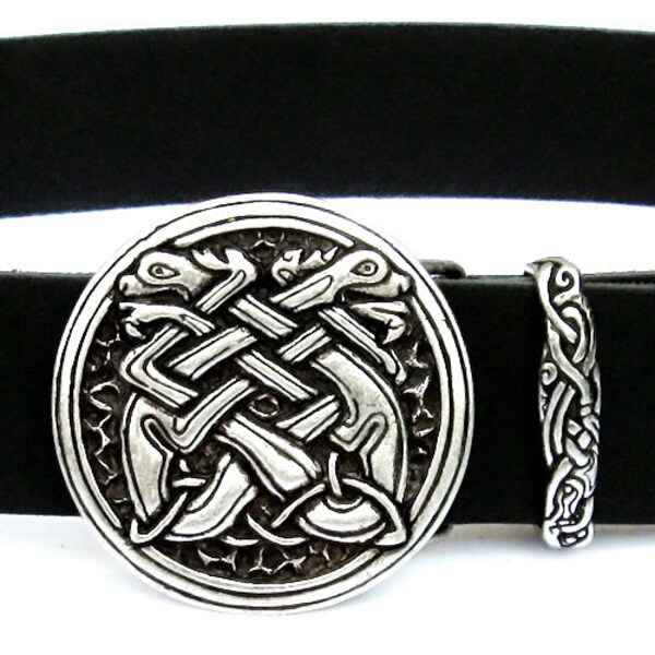 Ceinture en cuir avec boucle "Celtic Dogs" - [10 Ke-Bu 4 HU:]