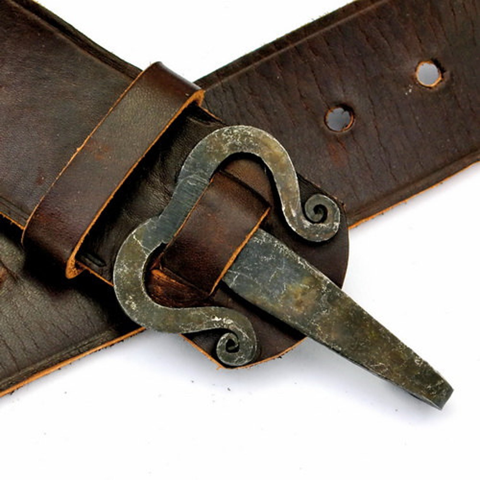 Iron age belt with hand forged belt-hook-buckle 10 Ei-G 5 image 0.