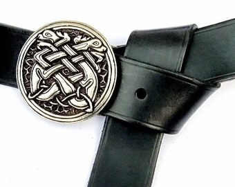 LARP-belt with Celtic dogs buckle - [10 La 4 HU:]