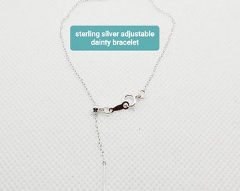 Pulsera delicada ajustable de plata de ley - Pulsera de uso diario - El colgante es ajustable - Pulsera de cadena - Pulsera de cadena fina