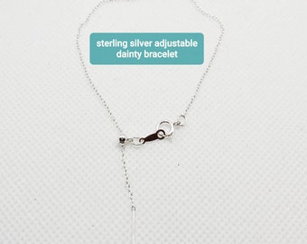 Adjustable Sterling Silver Dainty Bracelet- Everyday Bracelet- Dangle is Adjustable - Chain Bracelet - thin chain bracelet