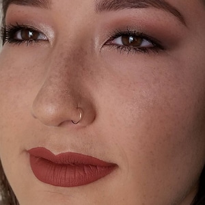 14k solid gold rose gold 24 gauge nose ring - Conch-orbital ring-Daith jewelry Cartilage ring Septum - Belly Button Ring Rook - forward hex