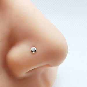 Piercing de nariz grande - Piercing de nariz prateado - Piercing de nariz de 3 mm - Piercing de nariz em formato de cúpula - Calibre 20 - Piercing de nariz - Piercing de nariz altamente polido - Piercing de piercing real