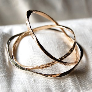 Bracciale rigido martellato - bracciale in argento - bracciale - argento sterling - bracciale rigido riempito d'oro - bracciale in argento - bracciale rigido