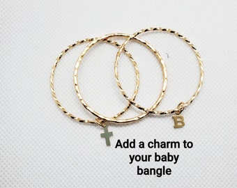 Twisted bangle bracelet- Baby Bracelet-Gold Baby Bangle Bracelet - 1st baby birthday present - 2 bangles for baby girl - newborn gift