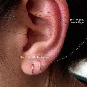 Two Cartilage Hoop Earrings, 14K Gold Filled,  22 gauge Minimalist Mini Gold Whisper Thin Hoops, Helix Piercing Hoops, Ear Hugging Hoops