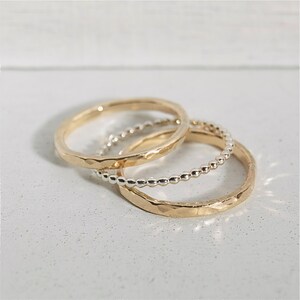 Thick Stack of 3 - Set of Stacking Rings - 2 Gold and 1 Silver ...