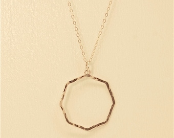 Collier pendentif octogonal fait main - Argent sterling ou or rempli