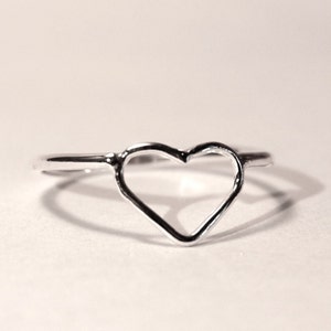Heart ring - sterling silver - tiny open heart - delicate dainty jewelry - open heart - love ring - friendship ring - promise ring