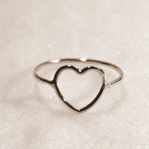 heart ring - silver heart - gold heart - silver heart ring - gold heart ring - knuckle ring - midi ring - empty heart ring - delicate dainty