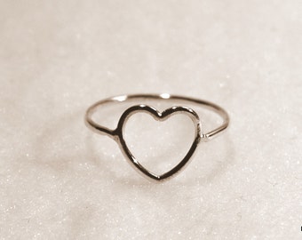 anillo cardíaco - corazón de plata - corazón de oro - anillo de corazón de plata - anillo de corazón de oro - anillo de nudillos - anillo midi - anillo de corazón vacío - delicado delicado