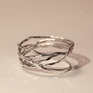 Bird nest ring - random wrapped ring - wire wrapped ring - 5 day ring - free style ring - silver band - gold band - friendship wrapped ring