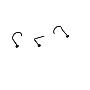 May include: Three black metal hooks with rounded ends.