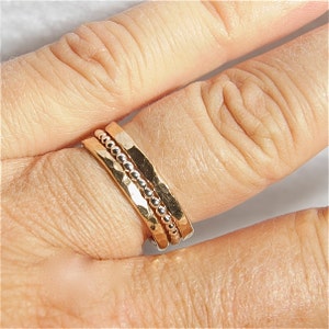 Thick Stack of 3 - Set of Stacking Rings - 2 Gold and 1 Silver ...