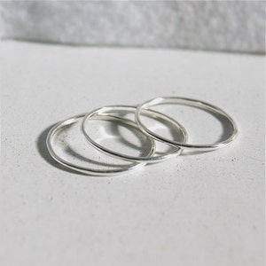 3 Dainty stacking rings sterling silver stacking rings smooth finish rings hammered finish stack rings thin rings set of rings image 2