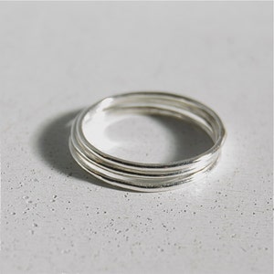 3 Dainty stacking rings sterling silver stacking rings smooth finish rings hammered finish stack rings thin rings set of rings image 3