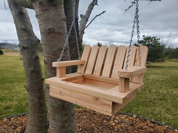 Cedar Bird Swing Feeder Handmade hanging Feeder Natural Wood Backyard  Bird Swing Gift for Bird Lovers-Outdoor Bird Feeding Station