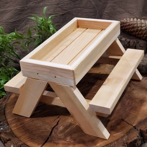 Chicken, Squirrel Table, feeder,  Chicknic,  Chick-nic table, Chick feeder,  Squirrel picnic wood outdoor pet feeder