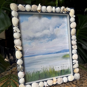 Seashell Shadowbox Picture Frame, Handmade Coastal Beach Photo Display, Shadow Box Picture Frame, Beach Gifts