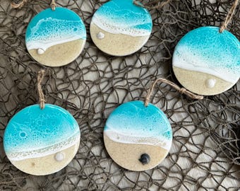 Beach Ornament, Christmas Ornament, Wave ornament, Resin Wave Ornament, Ornament, Gift Idea, Ocean Ornament