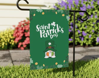 Saint Patrick's Day Gnome Garden Flag | Garden Banner