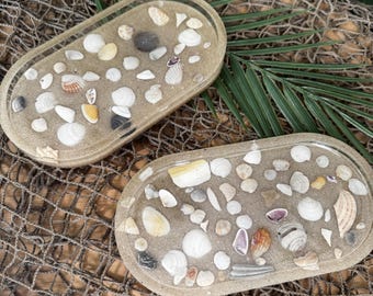 Seashell Beach Tray, Coastal Jewelry Trinket Dish