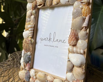 Seashell Picture Frame, Shell Frame, Handmade Coastal Beach Photo Display