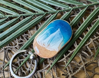 Beach Keychain, Ocean Waves Keychain, Resin Waves Keychain
