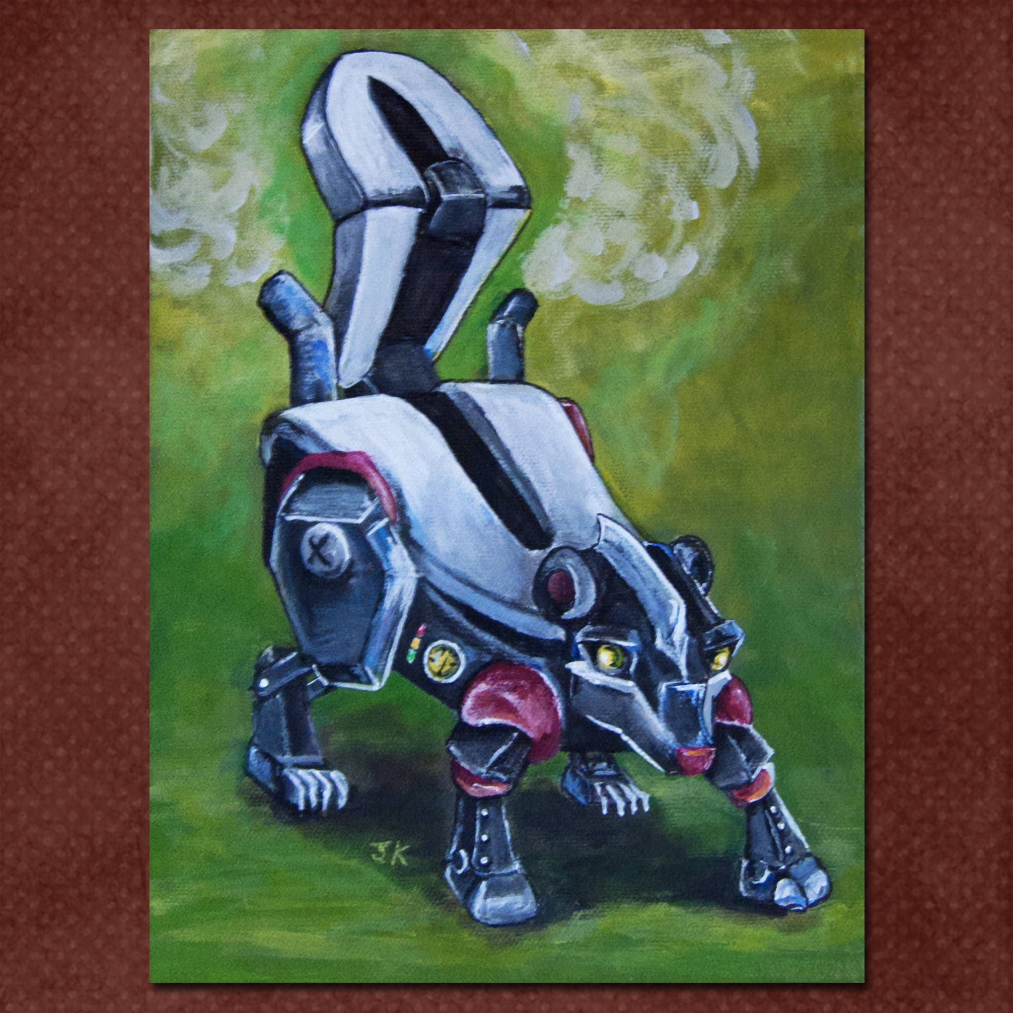 Robot Mech Skunk Polecat Retro Sci-fi Geek Steampunk Bright Colorful