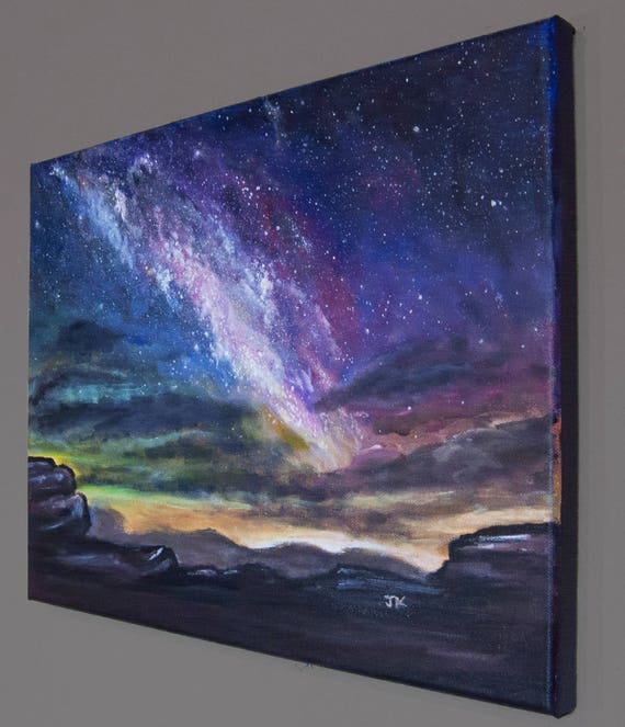 オリジナルの天の川銀河の夜空の星、明るい虹色のスカイライン、宇宙の