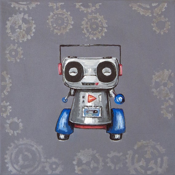 Robot Cute Colorful Retro Steampunk Boombox Cassette Player Boy's
