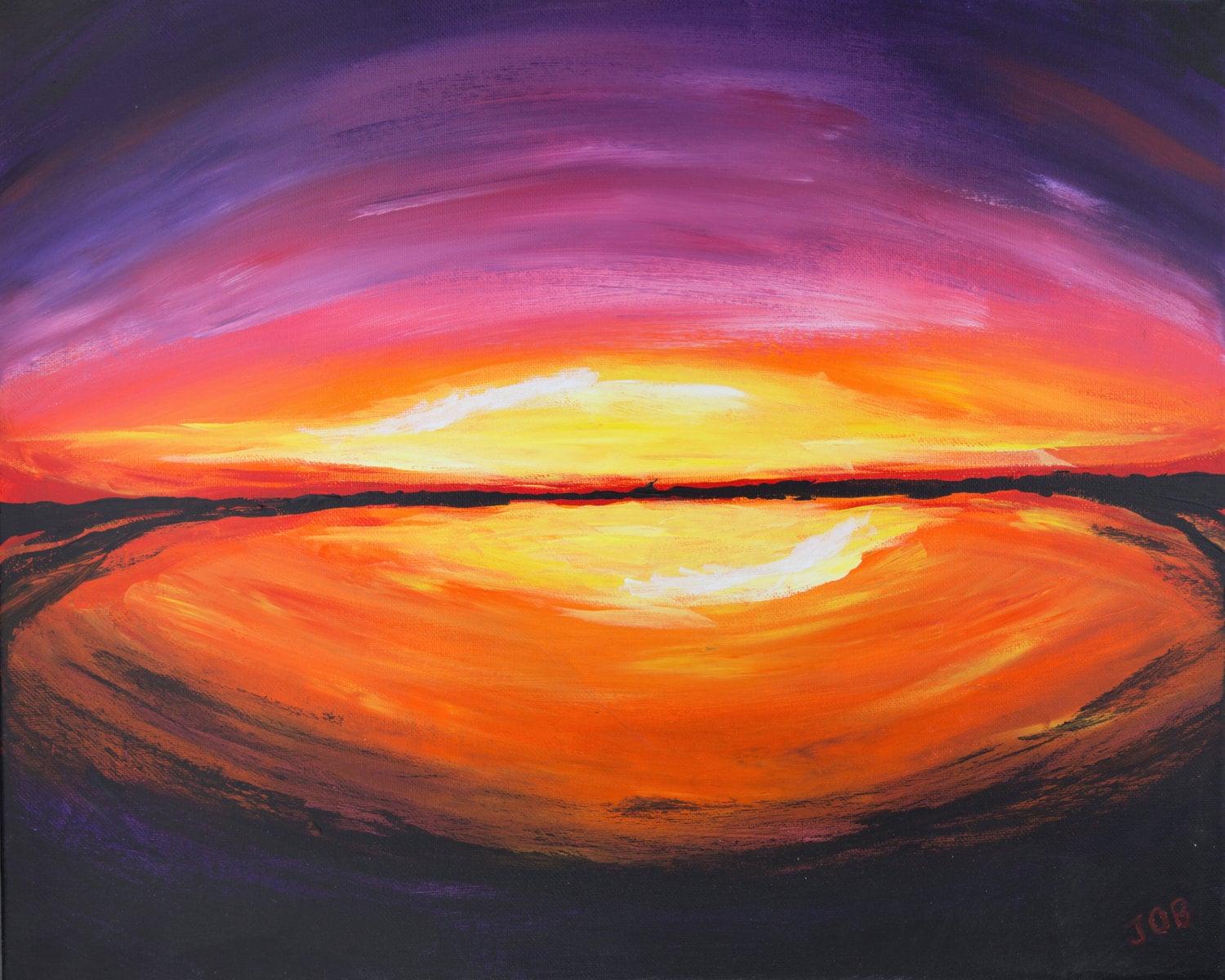 Abstract Sunrise Sunset Reflection Bright Pink Yellow Purple