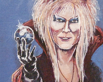 David Bowie Jareth Goblin King Labyrinth 80s nostalgia fantasy art acrylic portrait small 5" x 7" or 8" x 10" ART PRINT - "Crystal Moon"
