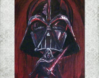 Darth Vader Kylo Ren Star Wars Last Jedi Dark Side Sith lightsaber red black white drip paint pop art ART PRINT 5"x7" or 8"x10"