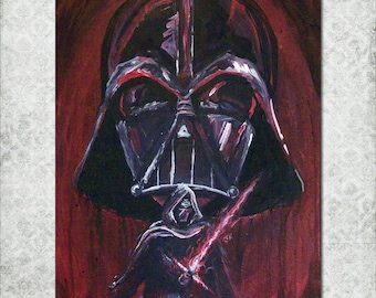 Darth Vader Kylo Ren Star Wars Last Jedi Dark Side Sith lightsaber red black white drip paint pop art ART PRINT 5"x7" or 8"x10"