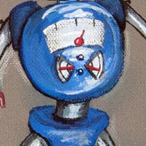 Robot Cute Colorful Retro Steampunk Dials Gauges Gears Boy's Room Kid's ...