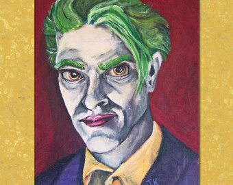Original Joker Clown Prince Batman DCEU DC Comics comic book super villain portrait pop art acrylic painting 9x12 - "The Prince's Portrait"